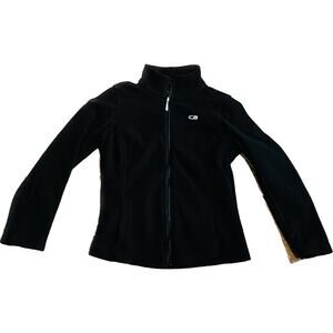 CB Sports Jacket Womens Size Small Black Fleece Zipper Pockets Standup Collar